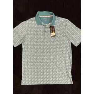 Walter Hagen Men S P11 Dogwood Ditsy Golf Polo Shirt Dogwood Ditsy Aqua Blue NWT